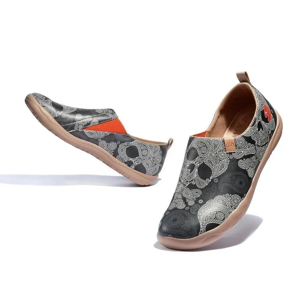 UIN Men's Walking Shoes Slip On Microfiber Casual Comfort Sneaker (Paisley Duke)
